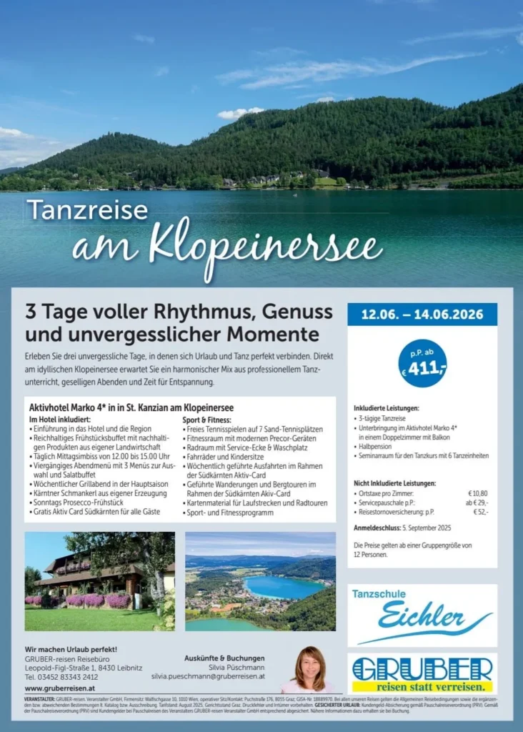 Tanzreise 2026 an den Klopeiner See