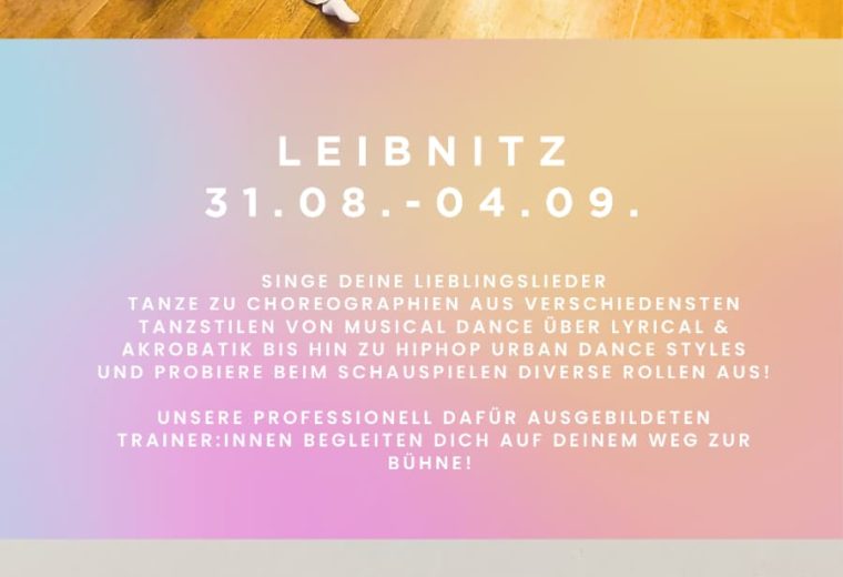 Sing Dance Act Leibnitz vom 31. August bis 4. September 2026 für Kids und Teens.