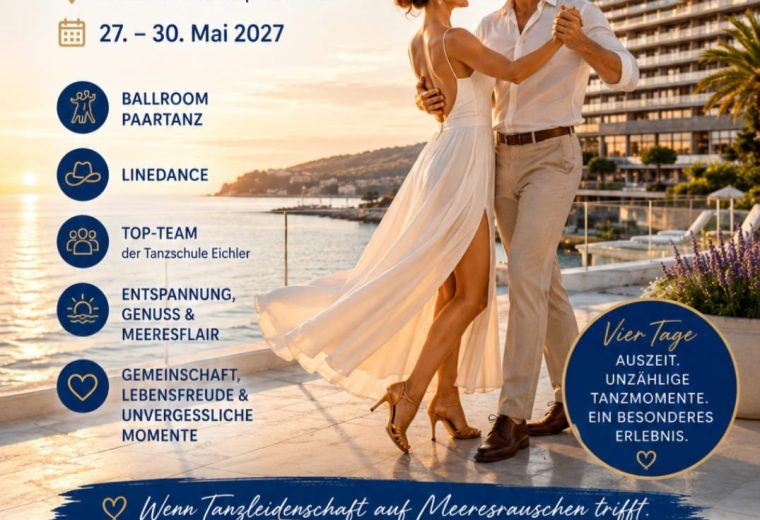 Flyer Tanzreise 2027 Tanzen am Meer im Hotel Histrion Portoroz